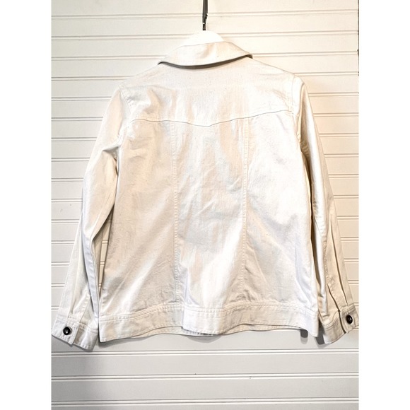 White Denim Jacket with Rhinestone Jacket Size S - Picture 3 of 11
